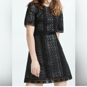 Zara Black Faux Leather Mini Dress